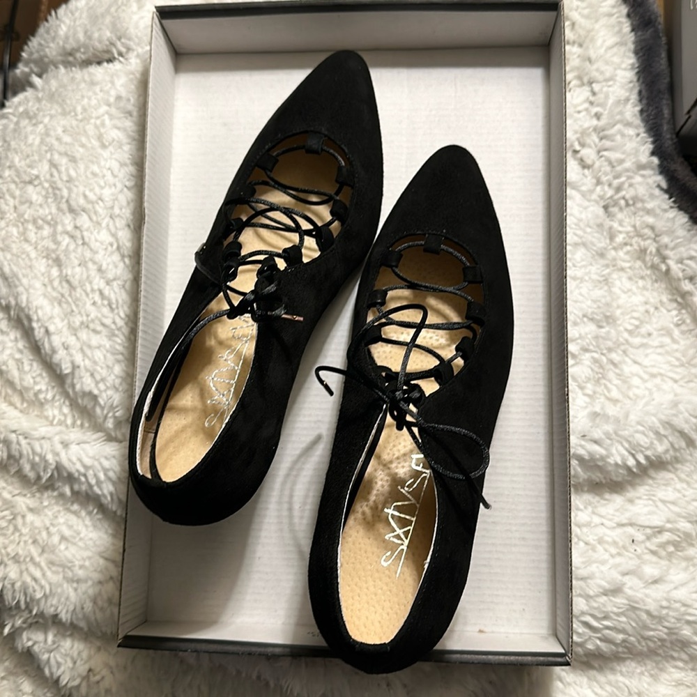Sixty Seven ghillie tie black shoes